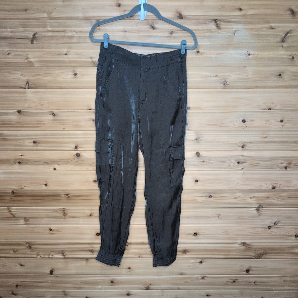 Anthropologie Metallic‎ Charcoal Grey Cargo Jogger Pants OB1154270 Small